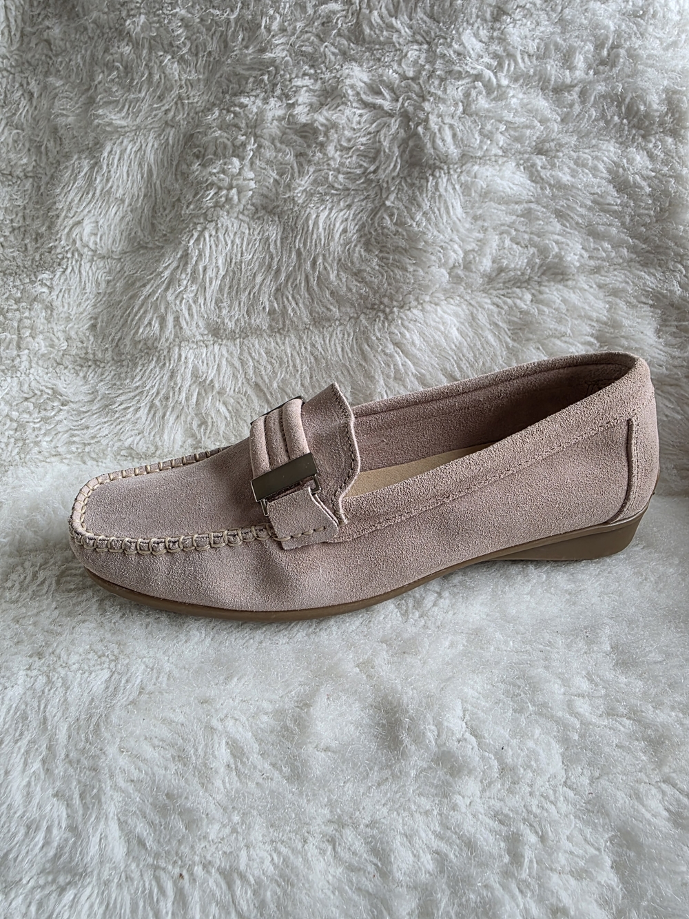 Piero Masetti Suede Penny Loafers in Blush Pink